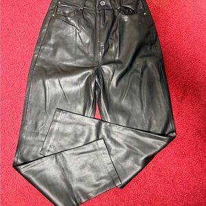 Zara Black Leather-Style Trousers